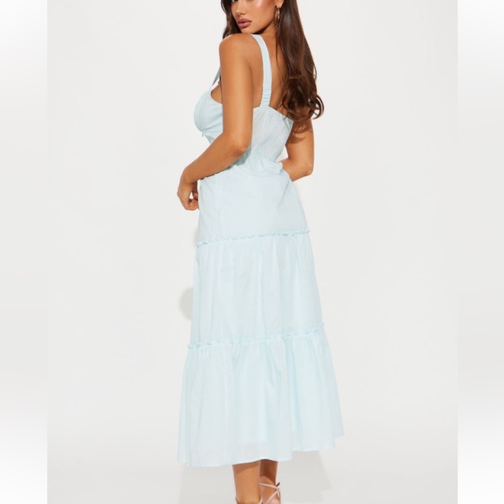 #385 Elegant Light Blue Maxi Dress - Picture 3 of 5